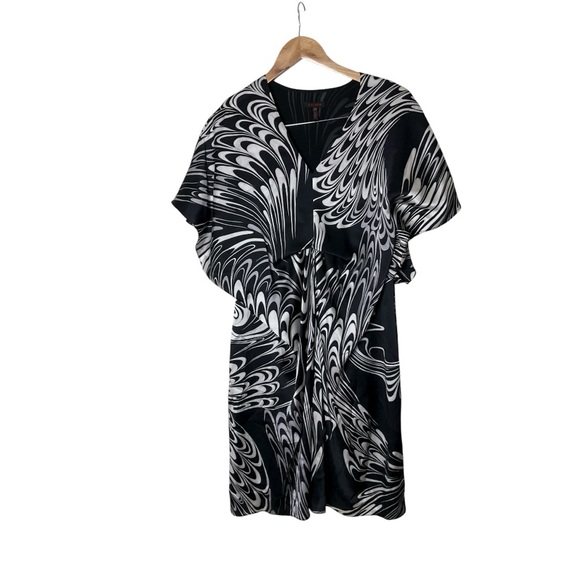 Escada Black White Silk Swirl Print Dress 34 - Picture 1 of 6
